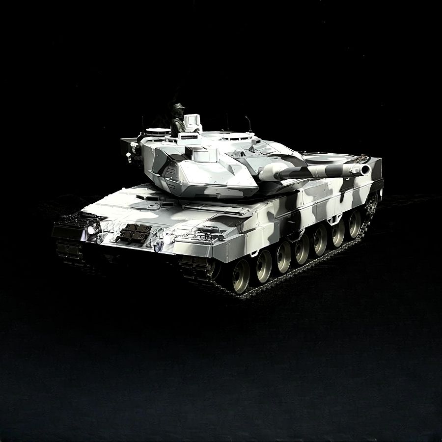 RC Panzer "German Leopard 2A6" Schnee Tarnung Lackiert Heng Long 1:16 mit Stahlgetriebe -2,4Ghz V7.0 – Bild 2