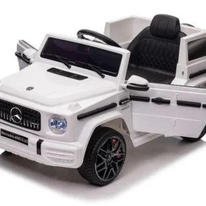 Kinderfahrzeug - Elektro Auto "Mercedes G63 AMG" - Lizenziert - 12V Akku,2 Motoren- 2,4Ghz Fernsteuerung, MP3+Ledersitz+EVA-Weiss