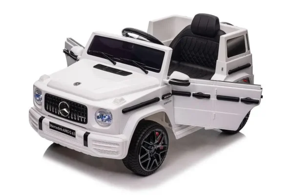 Kinderfahrzeug - Elektro Auto "Mercedes G63 AMG" - Lizenziert - 12V Akku,2 Motoren- 2,4Ghz Fernsteuerung, MP3+Ledersitz+EVA-Weiss