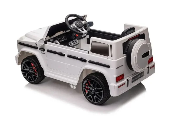 Kinderfahrzeug - Elektro Auto "Mercedes G63 AMG" - Lizenziert - 12V Akku,2 Motoren- 2,4Ghz Fernsteuerung, MP3+Ledersitz+EVA-Weiss – Bild 7