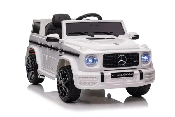 Kinderfahrzeug - Elektro Auto "Mercedes G63 AMG" - Lizenziert - 12V Akku,2 Motoren- 2,4Ghz Fernsteuerung, MP3+Ledersitz+EVA-Weiss – Bild 2