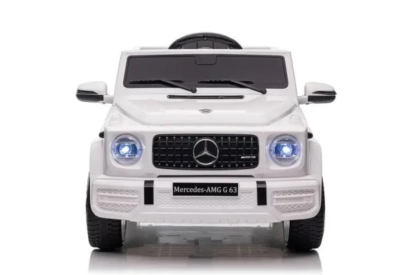 Kinderfahrzeug - Elektro Auto "Mercedes G63 AMG" - Lizenziert - 12V Akku,2 Motoren- 2,4Ghz Fernsteuerung, MP3+Ledersitz+EVA-Weiss – Bild 3
