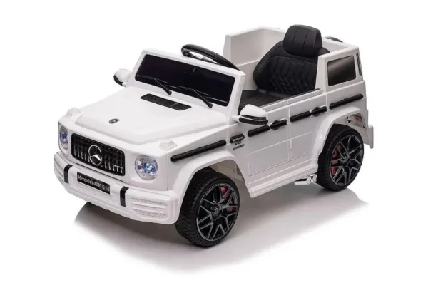 Kinderfahrzeug - Elektro Auto "Mercedes G63 AMG" - Lizenziert - 12V Akku,2 Motoren- 2,4Ghz Fernsteuerung, MP3+Ledersitz+EVA-Weiss – Bild 4