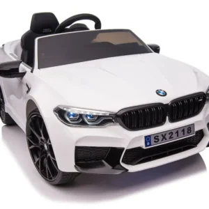 Elektro Kinderfahrzeug "BMW M5" - lizenziert - 12V7A Akku, 2 Motoren- 2,4Ghz Fernsteuerung, MP3, Ledersitz+EVA-Weiss