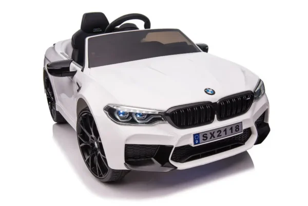 Elektro Kinderfahrzeug "BMW M5" - lizenziert - 12V7A Akku, 2 Motoren- 2,4Ghz Fernsteuerung, MP3, Ledersitz+EVA-Weiss
