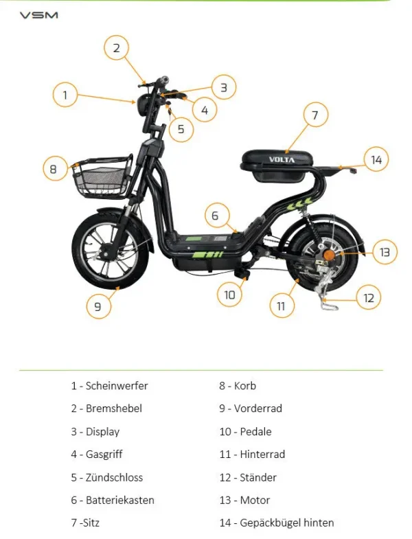 E-Bike Elektrofahrrad "Volta VSM" - 48V 220W mit 14Ah Akku – Bild 6