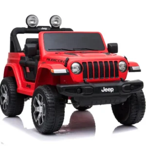 Kinderfahrzeug - Elektro Auto "Jeep Wrangler Rubicon" - lizenziert - 12V10AH Akku + 4 Motoren + 2,4Ghz+Ledersitz+EVA -Rot