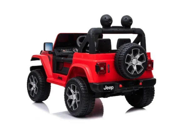 Kinderfahrzeug - Elektro Auto "Jeep Wrangler Rubicon" - lizenziert - 12V10AH Akku + 4 Motoren + 2,4Ghz+Ledersitz+EVA -Rot – Bild 2