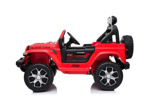 Kinderfahrzeug - Elektro Auto "Jeep Wrangler Rubicon" - lizenziert - 12V10AH Akku + 4 Motoren + 2,4Ghz+Ledersitz+EVA -Rot – Bild 3
