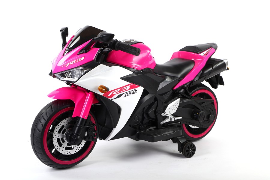 Elektro Kindermotorrad 888 - 12V 4,5A Akku - mit Stützräder, Musik und Lichter -Pink