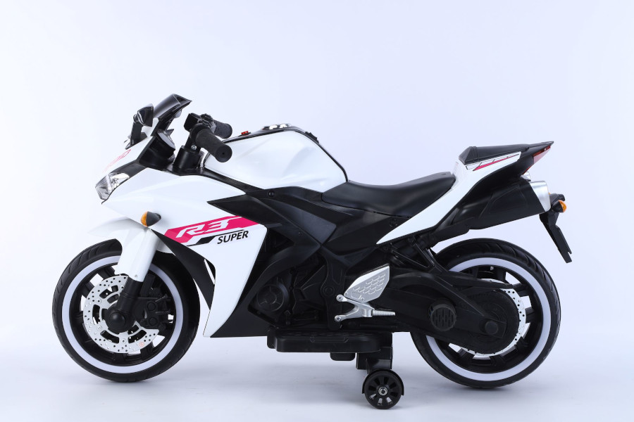 Elektro Kindermotorrad 888 - 12V 4,5A Akku - mit Stützräder, Musik und Lichter -Weiss – Bild 3