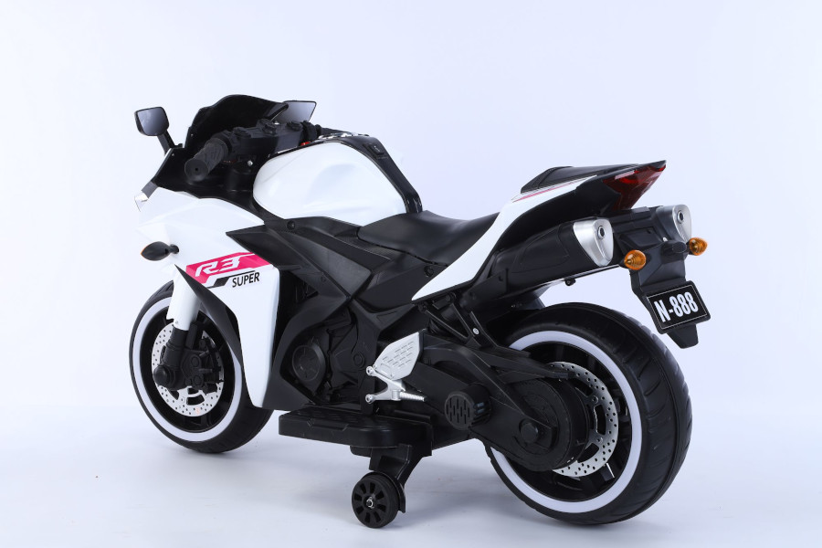 Elektro Kindermotorrad 888 - 12V 4,5A Akku - mit Stützräder, Musik und Lichter -Weiss – Bild 4