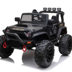 Kinderfahrzeug - Elektro Auto Offroad mit 24V Akku und 2x200W Motoren "Schwarz" 2,4Ghz+Ledersitz+EVA
