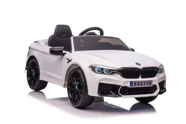 Elektro Kinderfahrzeug "BMW M5" - lizenziert - 12V7A Akku, 2 Motoren- 2,4Ghz Fernsteuerung, MP3, Ledersitz+EVA-Weiss – Bild 13