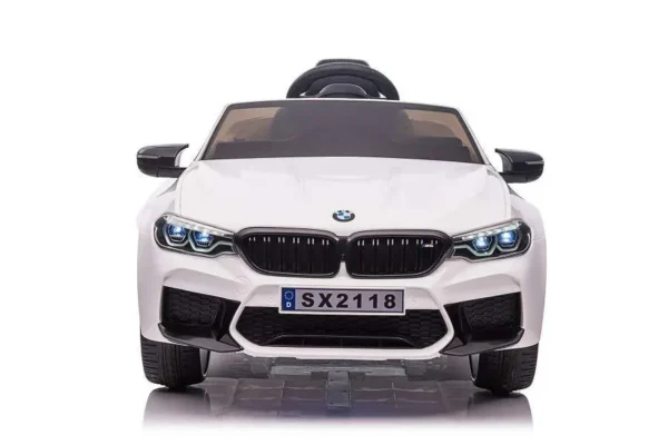 Elektro Kinderfahrzeug "BMW M5" - lizenziert - 12V7A Akku, 2 Motoren- 2,4Ghz Fernsteuerung, MP3, Ledersitz+EVA-Weiss – Bild 5