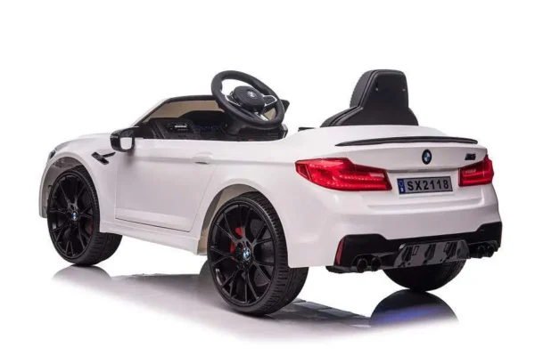 Elektro Kinderfahrzeug "BMW M5" - lizenziert - 12V7A Akku, 2 Motoren- 2,4Ghz Fernsteuerung, MP3, Ledersitz+EVA-Weiss – Bild 7