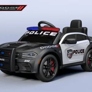 Kinderfahrzeug - Elektro Auto "Dodge Polizei" lizenziert - 12V Akku,2 Motoren- 2,4Ghz + Ledersitz, MP3