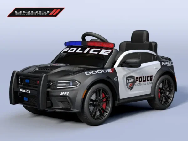 Kinderfahrzeug - Elektro Auto "Dodge Polizei" lizenziert - 12V Akku,2 Motoren- 2,4Ghz + Ledersitz, MP3