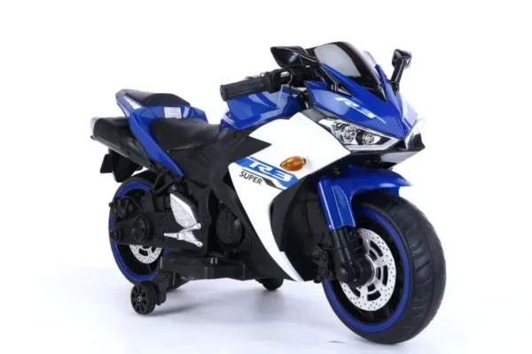 Elektro Kindermotorrad 888 - 12V 4,5A Akku - mit Stützräder, Musik und Lichter -Blau