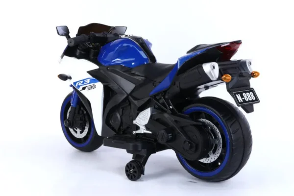 Elektro Kindermotorrad 888 - 12V 4,5A Akku - mit Stützräder, Musik und Lichter -Blau – Bild 3
