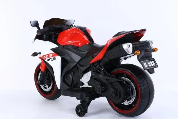 Elektro Kindermotorrad 888 - 12V 4,5A Akku - mit Stützräder, Musik und Lichter -Rot – Bild 3