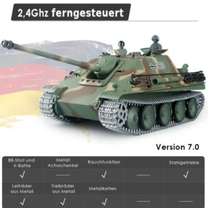 RC Panzer "Jagdpanther" Heng Long 1:16 mit Rauch&Sound und Stahlgetriebe - V7.0 - 2,4Ghz - PRO