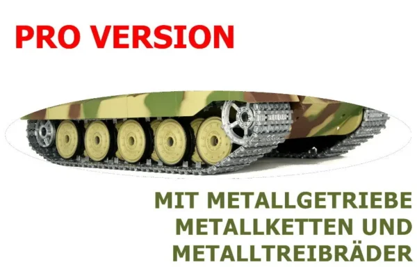 RC Panzer "Deutscher Königstiger - Henschelturm" 1:16 Heng Long mit Rauch und Sound, Metallgetriebe+Metallketten+2,4Ghz -V 7.0 - PRO mit RRZ – Bild 3