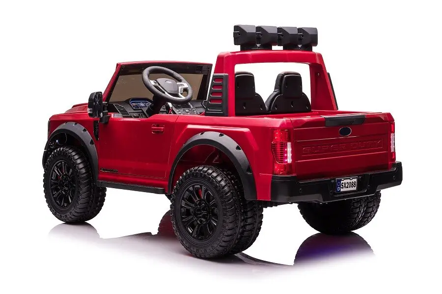 Elektro Kinderauto "Ford Super Duty" - lizenziert - 12V14AH Akku und 4 Motoren- 2,4Ghz + MP3 + Leder + EVA- Rot – Bild 3