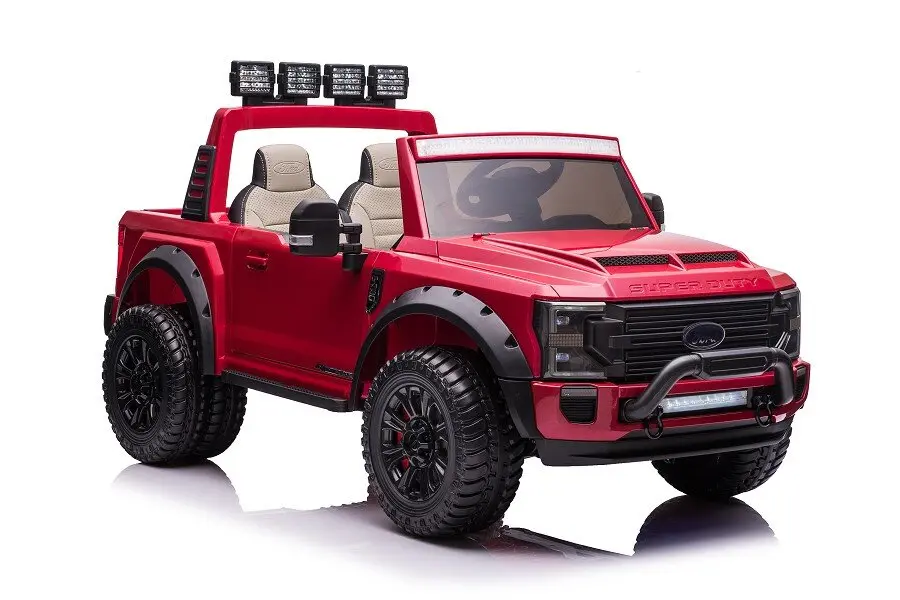 Elektro Kinderauto "Ford Super Duty" - lizenziert - 12V14AH Akku und 4 Motoren- 2,4Ghz + MP3 + Leder + EVA- Rot – Bild 4