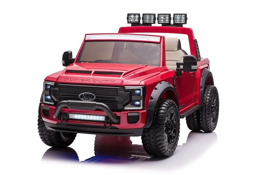 Elektro Kinderauto "Ford Super Duty" - lizenziert - 12V14AH Akku und 4 Motoren- 2,4Ghz + MP3 + Leder + EVA- Rot – Bild 5