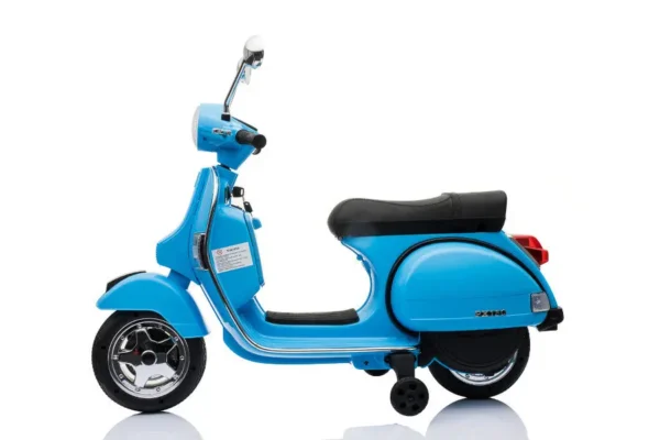 Kinderfahrzeug - Elektro Kindermotorrad "Vespa" - Lizenziert - 12V - 2 Motoren - MP3 - Ledersitz + EVA – Bild 3