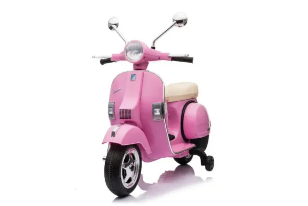 Kinderfahrzeug - Elektro Kindermotorrad "Vespa" - Lizenziert - 12V - 2 Motoren - MP3 - Ledersitz + EVA – Bild 5