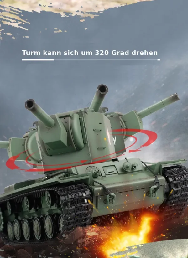 RC Panzer "Russicher KV-2" Heng Long 1:16 mit R&S, Metallgetriebe (Stahl) und Metallketten -2,4Ghz -V 7.0 - PRO mit RRZ – Bild 11