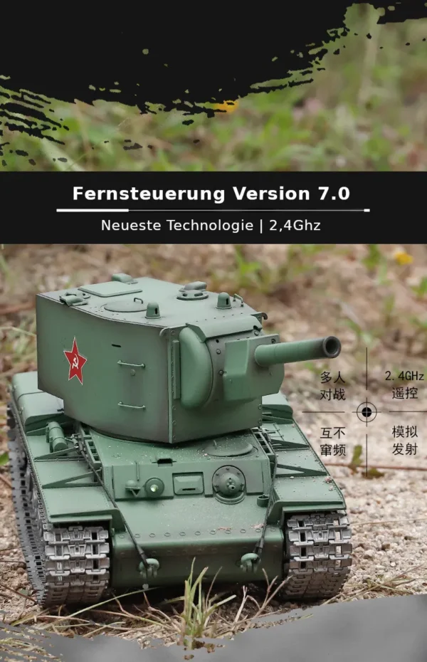 RC Panzer "Russicher KV-2" Heng Long 1:16 mit R&S, Metallgetriebe (Stahl) und Metallketten -2,4Ghz -V 7.0 - PRO mit RRZ – Bild 13