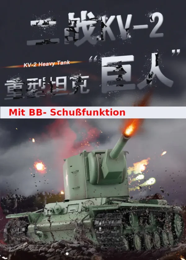 RC Panzer "Russicher KV-2" Heng Long 1:16 mit R&S, Metallgetriebe (Stahl) und Metallketten -2,4Ghz -V 7.0 - PRO mit RRZ – Bild 4