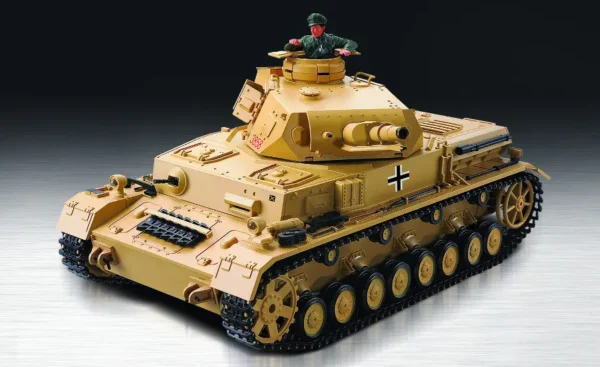 RC Panzer "Kampfwagen IV Ausf.F-1" Heng Long 1:16 Sandfarbe mit Rauch und Sound, Stahlgetriebe und 2,4Ghz+V7.0