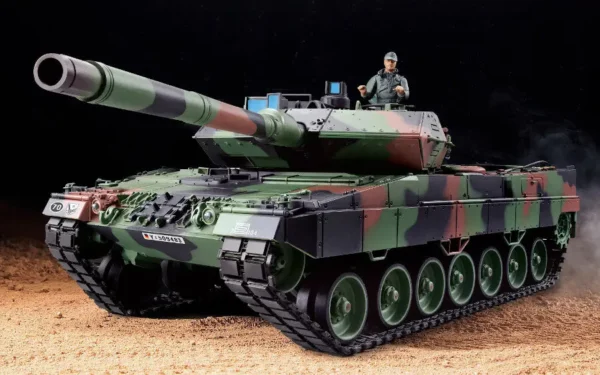RC Panzer "German Leopard 2A6" Heng Long 1:16 mit R&S, Metallgetriebe (Stahl) und Metallketten -2,4Ghz -V 7.0 - PRO mit RRZ