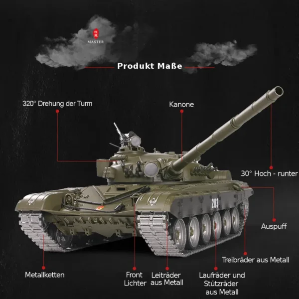 RC Panzer "Russicher T-72" Heng Long 1:16 mit Rauch&Sound und Stahlgetriebe -2,4Ghz V 7.0 ERA - PRO – Bild 3