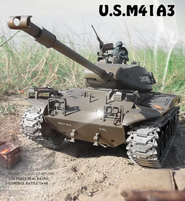 RC Panzer M41 A3 "WALKER BULLDOG" Heng Long 1:16 mit R&S, Metallgetriebe und Metallketten -2,4Ghz V7.0 -PRO – Bild 2