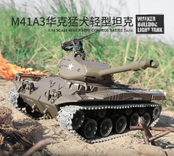 RC Panzer M41 A3 "WALKER BULLDOG" Heng Long 1:16 mit R&S, Metallgetriebe und Metallketten -2,4Ghz V7.0 -PRO – Bild 3