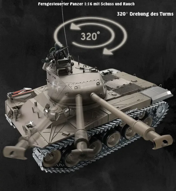 RC Panzer M41 A3 "WALKER BULLDOG" Heng Long 1:16 mit R&S, Metallgetriebe und Metallketten -2,4Ghz V7.0 -PRO – Bild 5