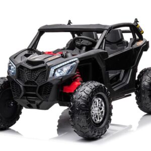 Kinderfahrzeug - Elektro Auto "Com 18" - 24V7A Akku,4x Motoren- 2,4Ghz, Allrad+2 Sitzer+Ledersitz+EVA -Schwarz